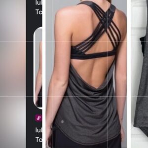 Lululemon Free To Be Wild Strappy Tank gray and black size 8